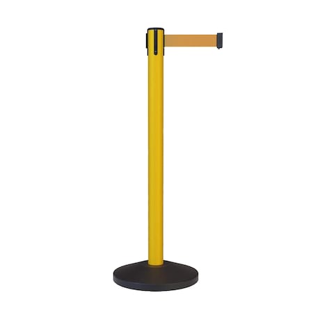 Montour Line Stanchion Belt Barrier Yellow Post 13ft.Brown Belt ES400-YW-BN-130